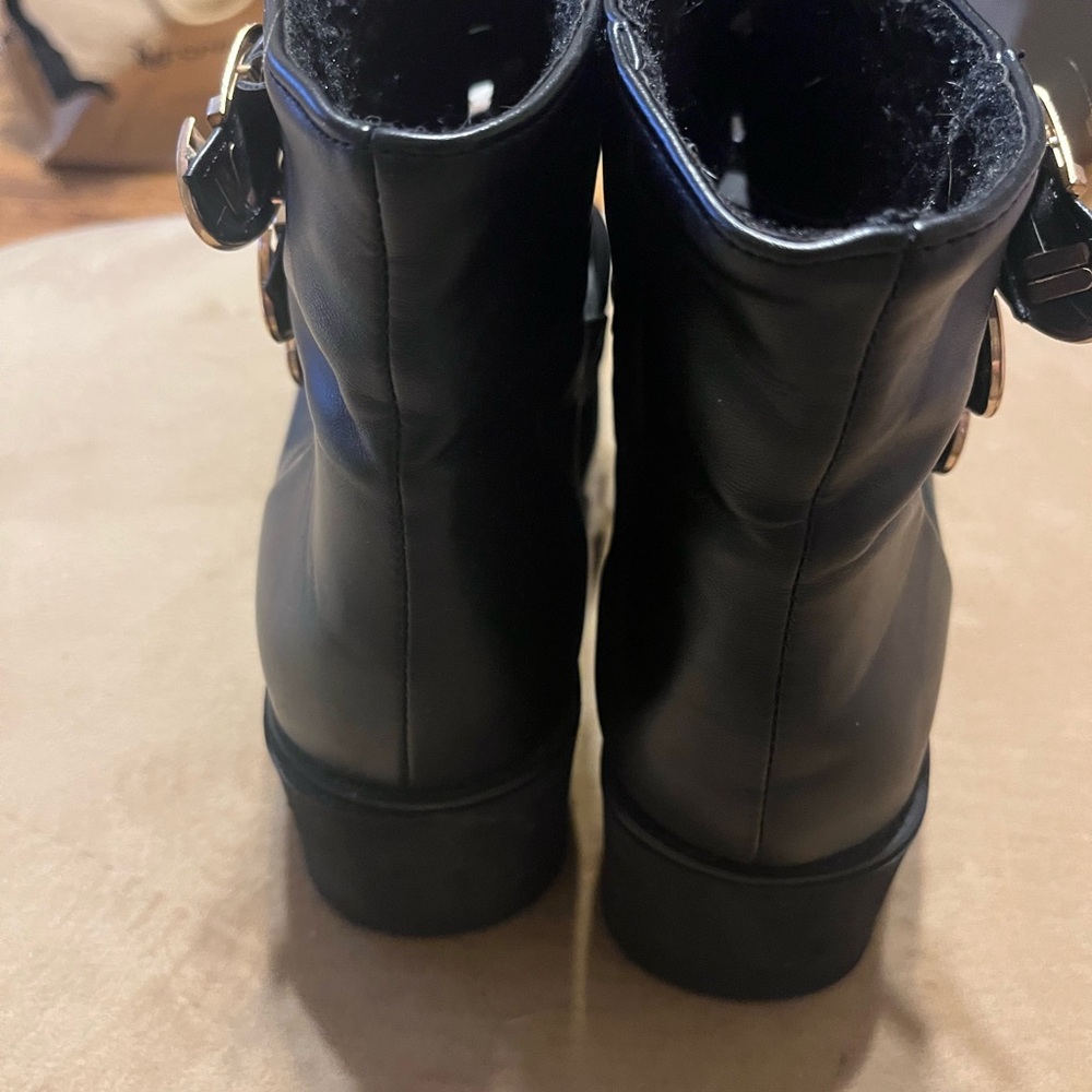 Black Buckle Platform Combat Boots - Women's Size 7-8 - Picture 6 of 11
